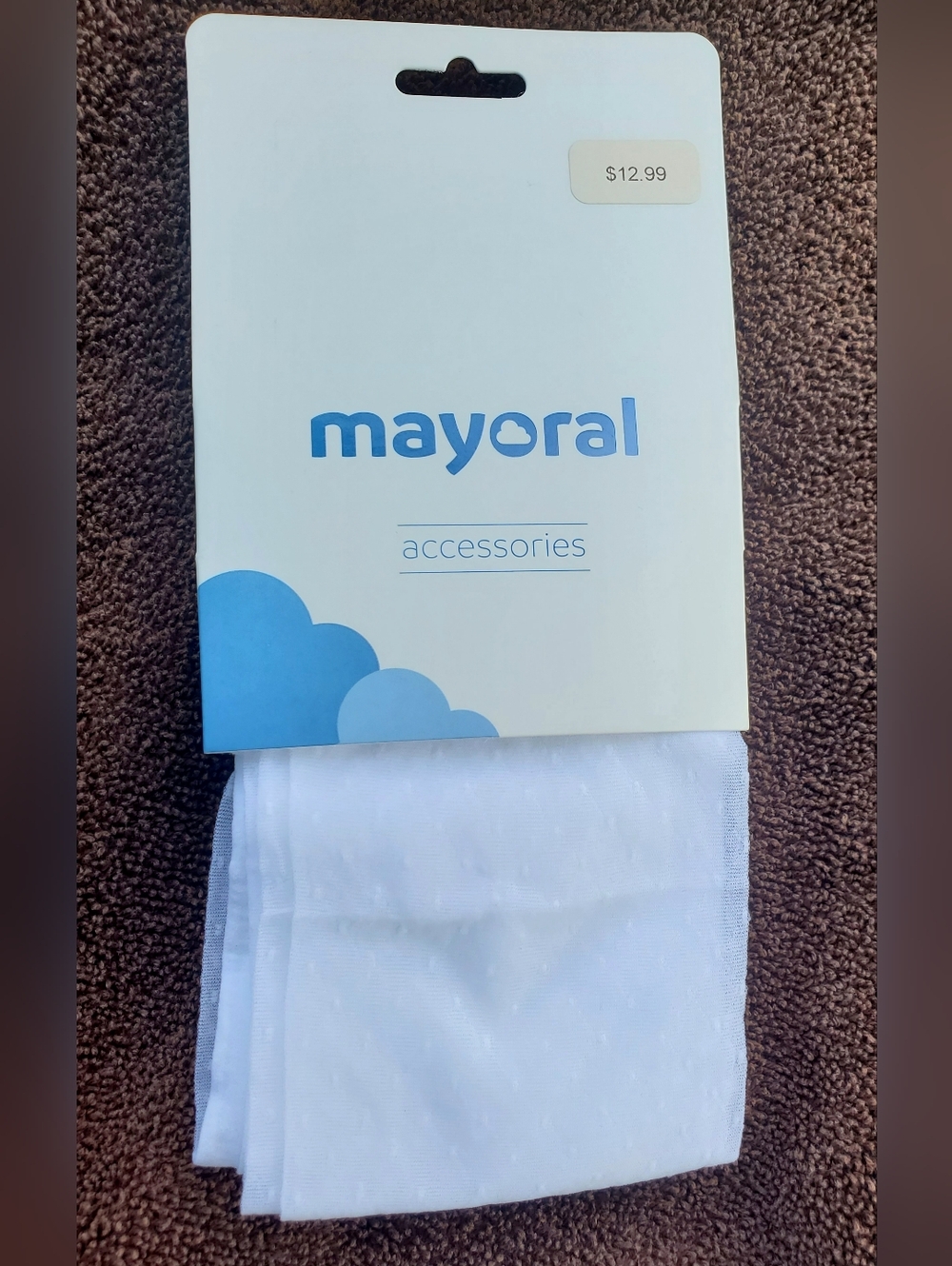 Mayoral White Girls White Sheer Tights With Dots